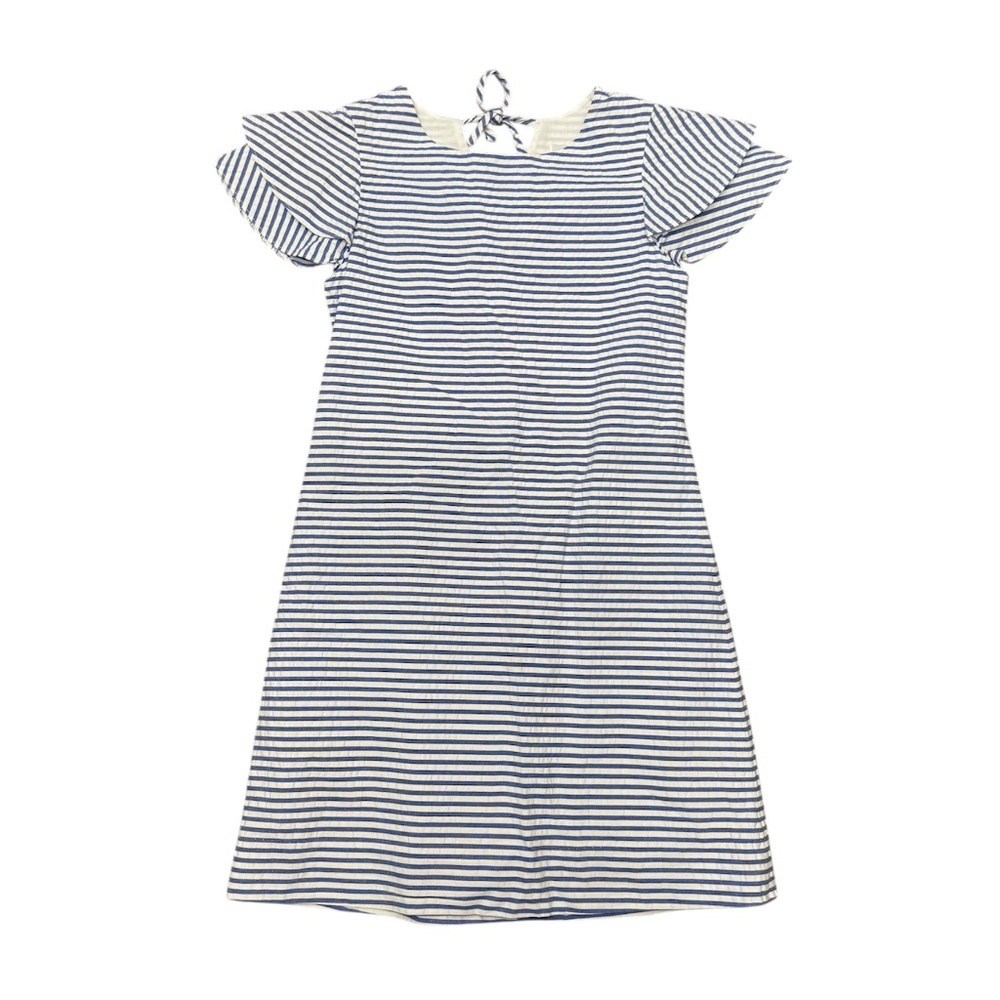 Florence Eiseman Navy Stripe Ruffle Sleeve Dress